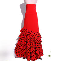 Vestido de Baile Flamenco Falda Volante de Cinturón Rojo Moda para Mujeres - details 1