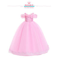 Elegante Vestido Largo sin Hombros de Cosplay Aurora Estilo de Princesa en Rosa para Niñas - details 3