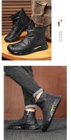 Resistente al desgaste para otoño e invierno, botas de ante negras antideslizantes, zapatos nuevos para hombre, botas cómodas de cuero de caña media - details 2