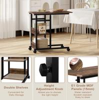 Mesa auxiliar Mesa de centro Cama Sofá Mesa para computadora portátil En forma de C Altura ajustable con ruedas Mesa auxiliar - details 3