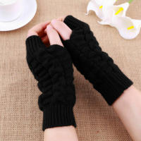 Guantes de medio dedo para Mujer, manoplas suaves y cálidas de lana, para el brazo, Invierno - details 3