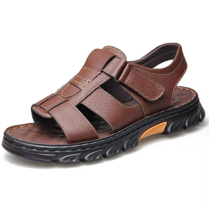 Sandalias informales impermeables para hombre, zapatos transpirables de cuero, antideslizantes, para playa y exterior, verano - 1