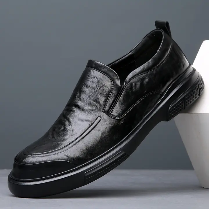 Nuevos zapatos de cuero para hombres zapatos de cuero casuales transpirables de negocios de un pedal - 1
