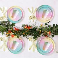 Juego de vajilla de arcoíris para decoración de fiesta de cumpleaños, platos de papel, vasos, servilletas, mantel desechable para Cena - details 14