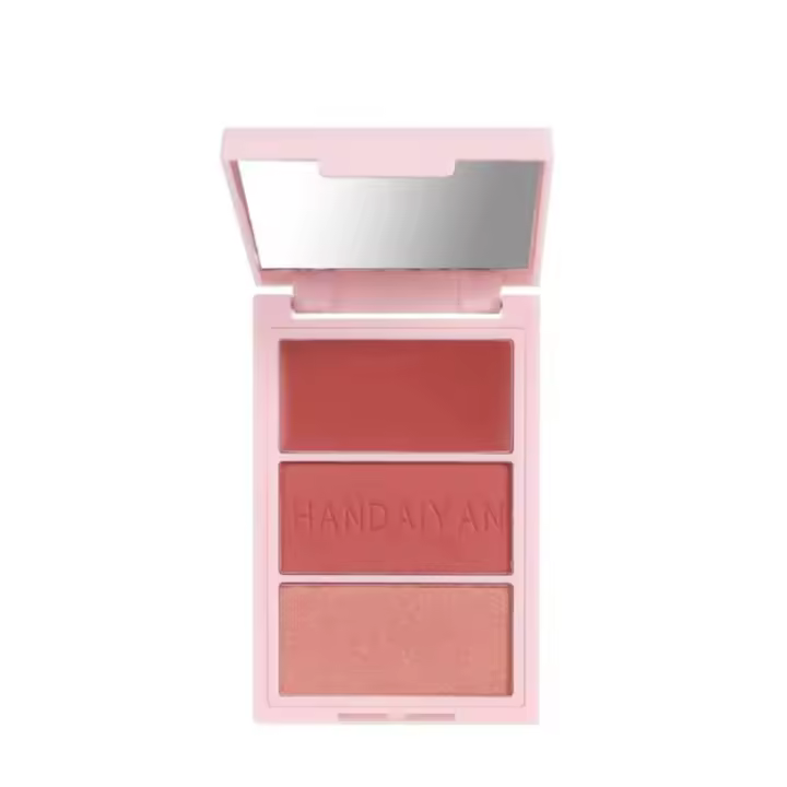 HANDAIYAN Resaltador de contorno de rubor 3 en 1, paleta de maquillaje, polvo de rubor facial Mineral mate para mejillas, iluminador brillante, bronceador - 1