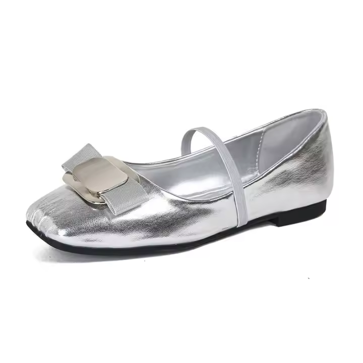 Zapatos Mary Jane de tacón grueso con punta cuadrada y arco, zapatos planos de ballet individuales para mujer. - 1