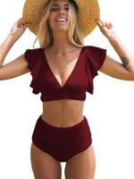 Bikini de cintura alta para mujer TRY JADE Estilo de baño de verano con volantes - details 2