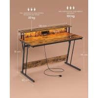 Mesa de Juegos con Luces LED y Enchufes Tamaño 60 x 120 x 76cm Elegancia Rústica Marrón - details 2