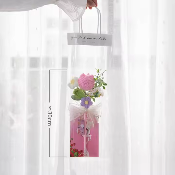 Nuevo ramo de flores de ganchillo de girasol, bolígrafo de flores de punto de tulipán Artificial, bolígrafo de flores artificiales tejido hecho a mano, regalos de graduación - 1