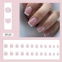 24 uñas postizas cuadradas de color morado francés blanco puro, juego completo, puntas de uñas removibles, venta al por mayor - details 1