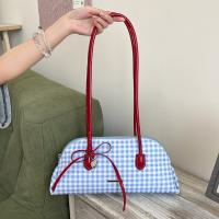 Nuevo bolso de hombro estilo coreano a cuadros, de piel sintética, con lazo dulce, estilo Boston, informal, de color sólido, bolso de mano para mujer, para regalo. - details 36