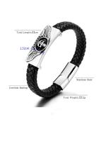 Pulsera De Acero Inoxidable Para Hombres Con Cordón De Cuero Tejido a Mano Joyería Masculina Regalos Estilo Europeo Y Americano - details 8