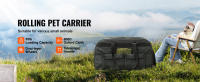 SucceBuy Transportín para gatos con ruedas, asa telescópica y correa para el hombro, transportín para perros para mascotas de hasta 35 libras, incluye 1 cuenco plegable, negro - details 0