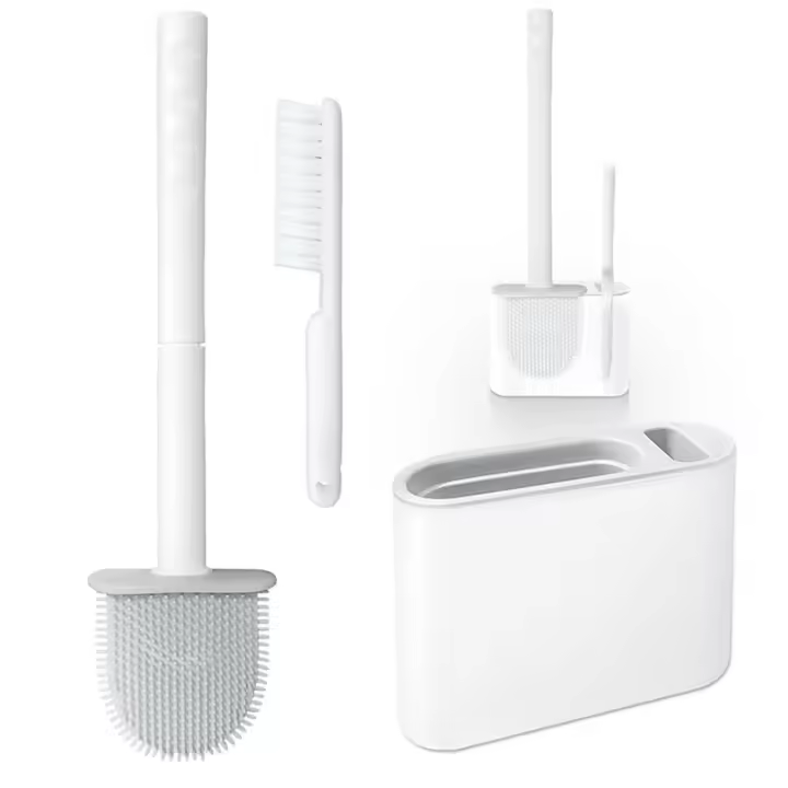 Cepillo de Baño Ecológico Cepillo de Limpieza de Baño de Silicona Suave con Soporte Largo - 1