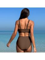 Traje de baño bikini de tres piezas sexy para mujer 2025 con blusa dividida y falda de playa. - details 2