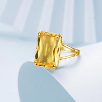 Anillo de Fingertip de Compromiso de Cristal de Citrina de Plata Esterlina 925 Real para Mujeres Joyería Femenina de Aniversario Dorado - details 2