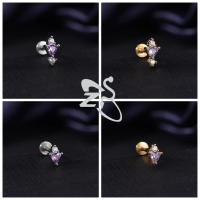 ZS 1 pieza de Color dorado, 16G, acero inoxidable, Labret, Piercing para labio, hombres y mujeres, cristal CZ, cartílago de oreja, Tragus, hélice, Piercings con parte trasera plana - details 10
