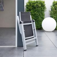 Silla de Jardín Plegable Monza, Silla Abatible de Aluminio y Textileno, Sillón de Balcón Respaldo Reclinable con 8 Posiciones, Plateado/Negro - details 3
