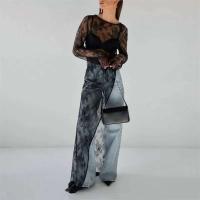 Camisa transparente de moda, jersey Irregular de manga larga, vestido versátil de calle alta para mujer 2024 - details 2