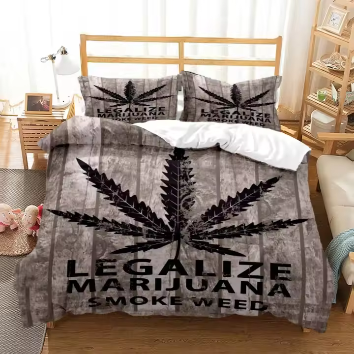 Juego de cama con estampado de lino 3D Hippie colorido, juego de cama Queen, juego de cama tamaño King personalizado, suave y cómodo - 1