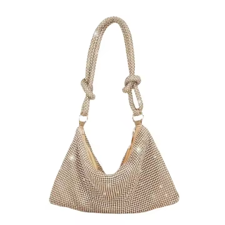 Bolso de Noche de Diamantes de Imitación Hecho a Mano Bolso Cruzo y de Hombro con Diamantes Completos - 1
