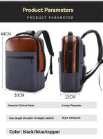 Mochila de viaje de negocios para hombre, puerto de carga USB, bolsillo separado para ordenador portátil, resistente al agua - details 0