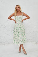 Vestido midi de satén con tirantes finos para mujer, abertura frontal, hueco - details 78