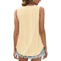 BUNO-2025 Novedad de verano, camisas para mujer, cuello redondo, sin mangas, Color sólido, camisetas sin mangas informales holgadas, blusas blancas para fiesta en la playa, camisas para mujer - details 32