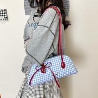 Nuevo bolso de hombro estilo coreano a cuadros, de piel sintética, con lazo dulce, estilo Boston, informal, de color sólido, bolso de mano para mujer, para regalo. - details 24