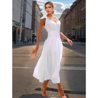 Temperamento elegante falda con tirantes y cuello en V para mujer vestido de verano nuevo en forma de A 2025 - details 6