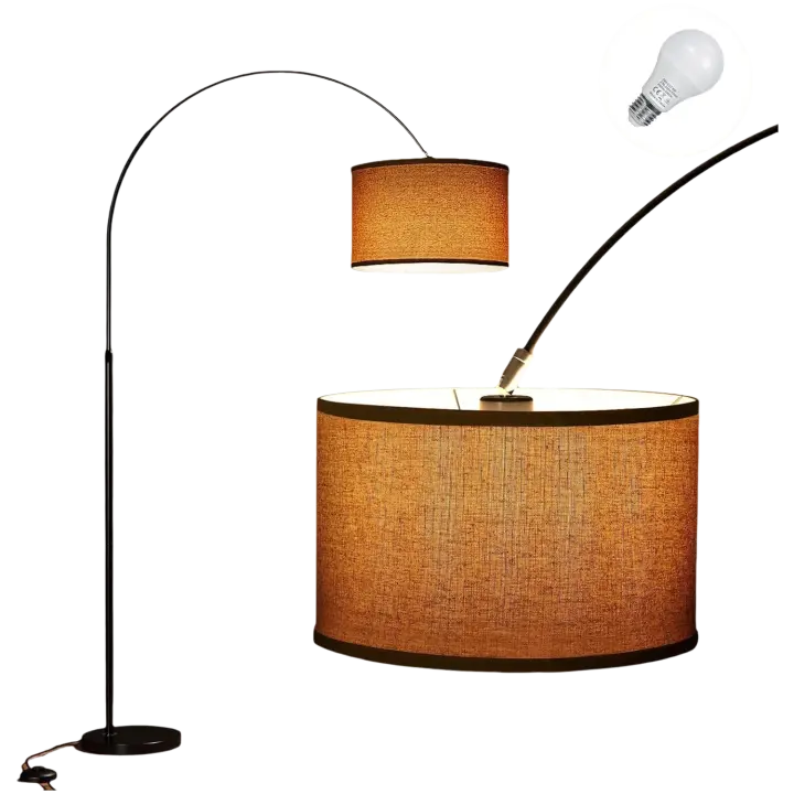 Lámpara de suelo LED E27 9W 3000K Diseño clásico Pantalla Beige 33cm Interruptor de pie - 1