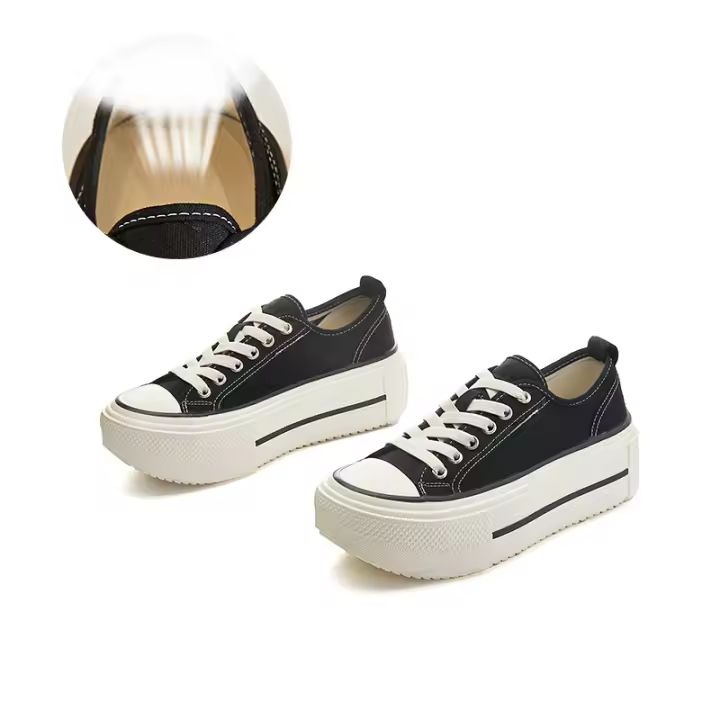 Aumento de altura interior 0,5 cm plantilla de piel de cerdo zapatos de lona nuevos zapatos de junta casual versátiles zapatos pequeños blancos - 1