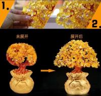 Bolsa de riqueza de cristal Natural de escritorio dorado, árbol de dinero tembloroso, adorno de regalo artesanal, Navidad, 1 ud. - details 0