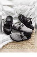 XINZIRAIN Zapatillas de plataforma alta clásicas de cabeza redonda antideslizantes suela de EVA mula de mujer zuecos de madera pareja - details 2