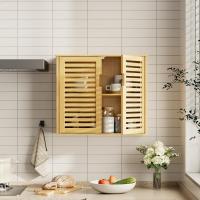 Armario de Baño de Pared con Puertas Muebles de Baño de Bambú Armario Colgante con Estante Ajustable Organizador de Almacenamiento de Ahorro de Espacio Sobre el Inodoro Blanco - details 21