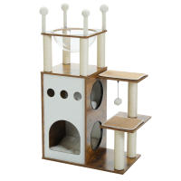 Árbol de madera para gatos, rascador para uso en interiores con poste rascador, accesorios para gatos y condominio - details 18