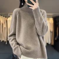 2025 Otoño Invierno suéter de punto de cuello alto Mujer moda coreana lado Split salvaje Jumpers Mujer sólido jersey de manga larga Mujer - details 0