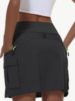 Pantalones casuales de golf de cintura alta para mujer con cremallera y múltiples bolsillos para escalada al aire libre, pantalones cortos deportivos de secado rápido - details 18