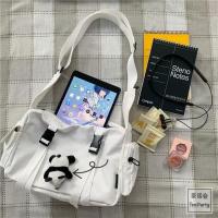 De lona a bolso cruzado de moda para mujer, bolso de hombro de color sólido, gran capacidad, estilo informal, adecuado para hombres jóvenes. - details 14