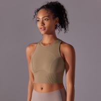 Tops para mujer, Top moldeador de punto de Color sólido, ropa de Yoga recortada en la espalda, deportes, correr, camiseta sin mangas - details 22