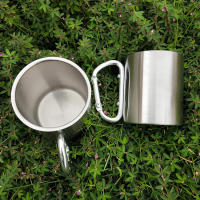 Taza portátil de acero inoxidable para acampar, taza con asa, mosquetón, escalada, mochilero, senderismo, 220Ml - details 3