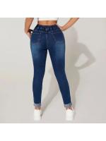 Pantalones vaqueros de mezclilla con cordón en la cintura para mujer, pantalones de tubo elásticos de cintura alta, pantalones de mujer - details 3