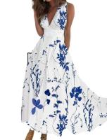 Vestidos largos estampados ral para mujer, vestido con cuello en V sin mangas, vestido A-e para fiesta, graduación, Club, Vestidos de noche elegantes para mujer - details 4