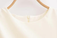 Mini vestido elegante de verano con cuello redondo y sin mangas, decoración informal plisada, vestidos cortos en la espalda para mujer - details 26