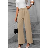 Pantalones de oficina de moda para mujer de cintura alta y pierna ancha 2025 en algodón original. - details 5