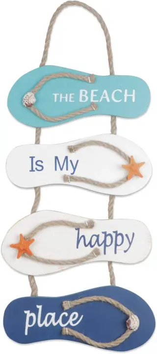 Playa náutica Flip Flop Decoración Flip Flop Adorno de Pared Colgante Zapatillas de Madera Decoración - 1
