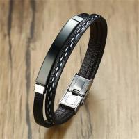 2025 Pulsera tejida de cuero para hombre, brazalete de acero inoxidable con contraste de Color de ocio - details 4