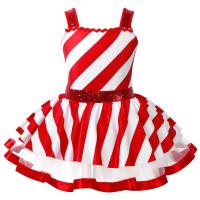 Traje de baile de Navidad para niñas, vestido tutú de ballet con bastón de caramelo a rayas, leotardo gimnástico para patinaje artístico, ropa de baile para fiestas navideñas - details 10