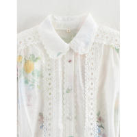 OUWU- Vestido De Mujer De Manga Larga Con Cuello Peter Pan, Detalles De Encaje Con Estampado Floral Y Cinturón Para Un Look Elegante Y Moldeado - details 3