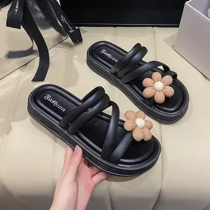 Zapatillas para mujer para uso al aire libre en verano 2025, nuevo estilo, plataforma de moda, fondo grueso, sensación de mierda, sandalias de playa aumentadas para mujer - 1